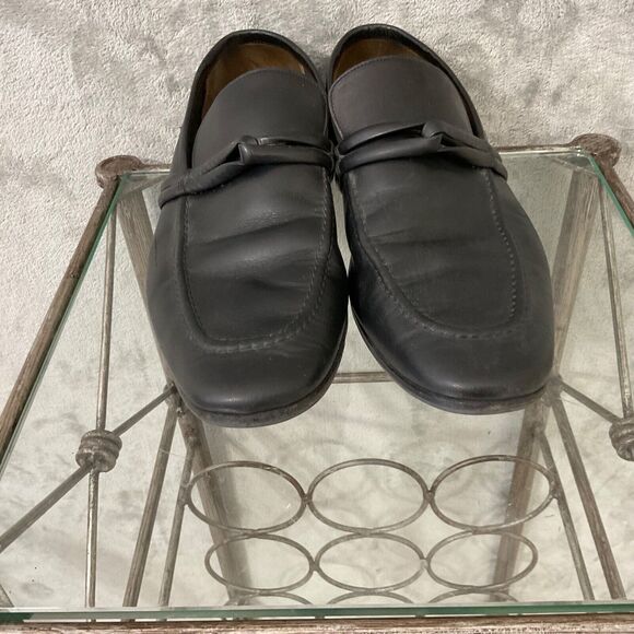 VINTAGE GUCCI BLACK smooth soft LEATHER LOAFERS Men’s Size 9D - Picture 2 of 16